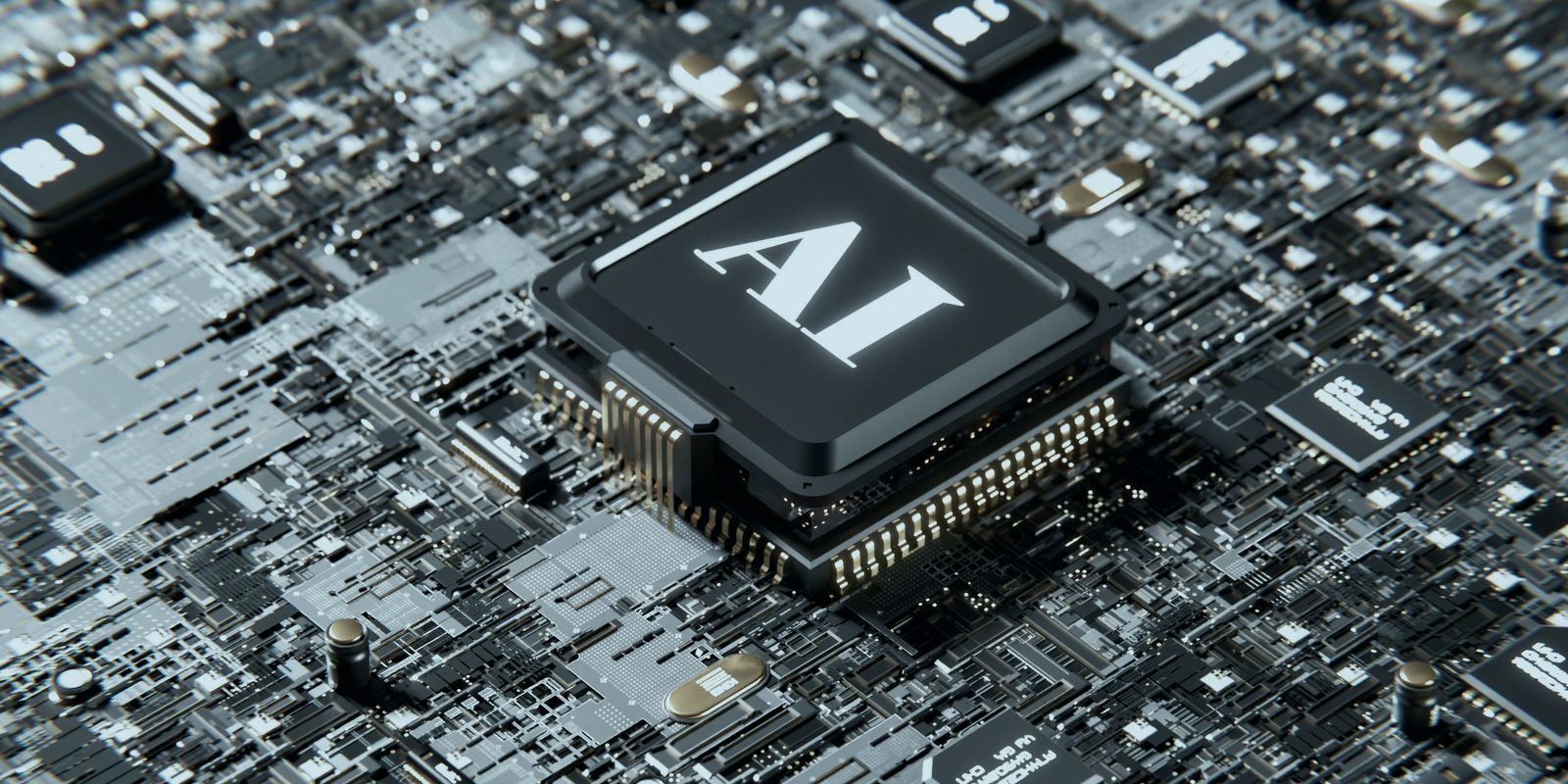 AI microchip on a circuit board
